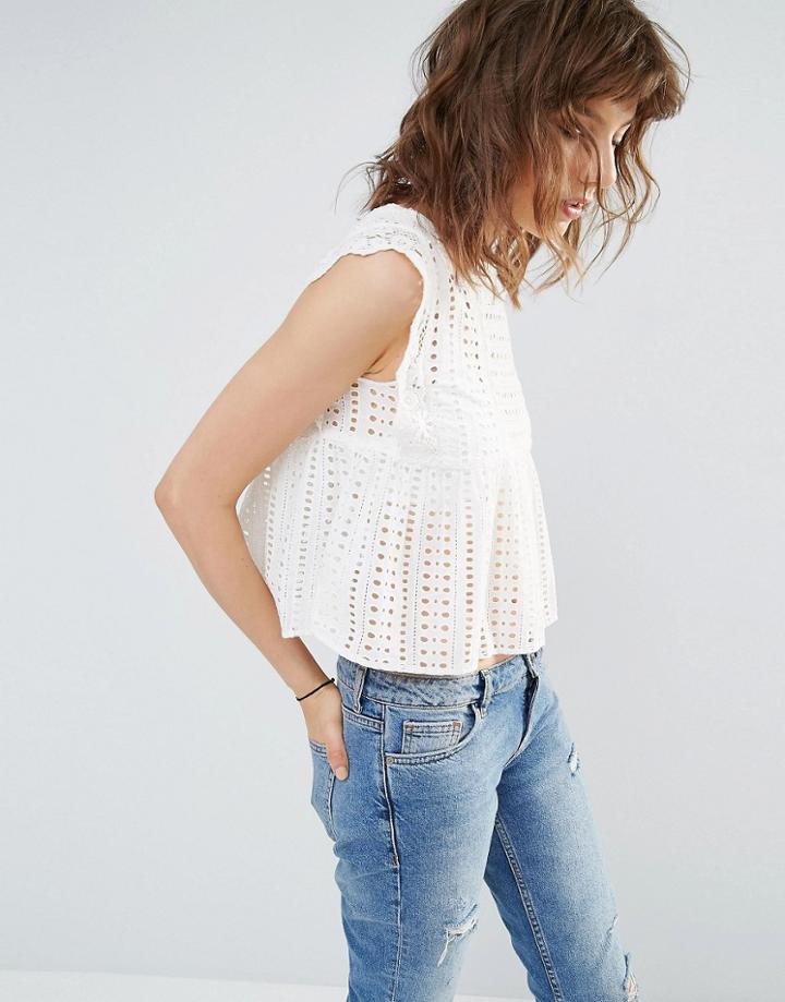 Mango Crochet Smock Blouse - Cream