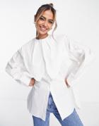 Urban Revivo Blouse With Oversized Collar In White