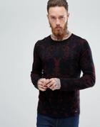 Hugo Camo Jaquard Sweater In Red - Red