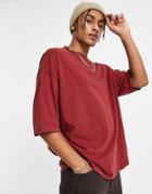 Asos Design Organic Cotton Blend Oversized T-shirt In Red Acid Wash