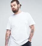 Asos Design Plus Longline T-shirt With Crew Neck In White - White
