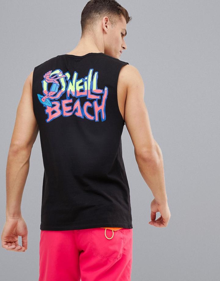 O'neill Beach Tank With Back Print - Black