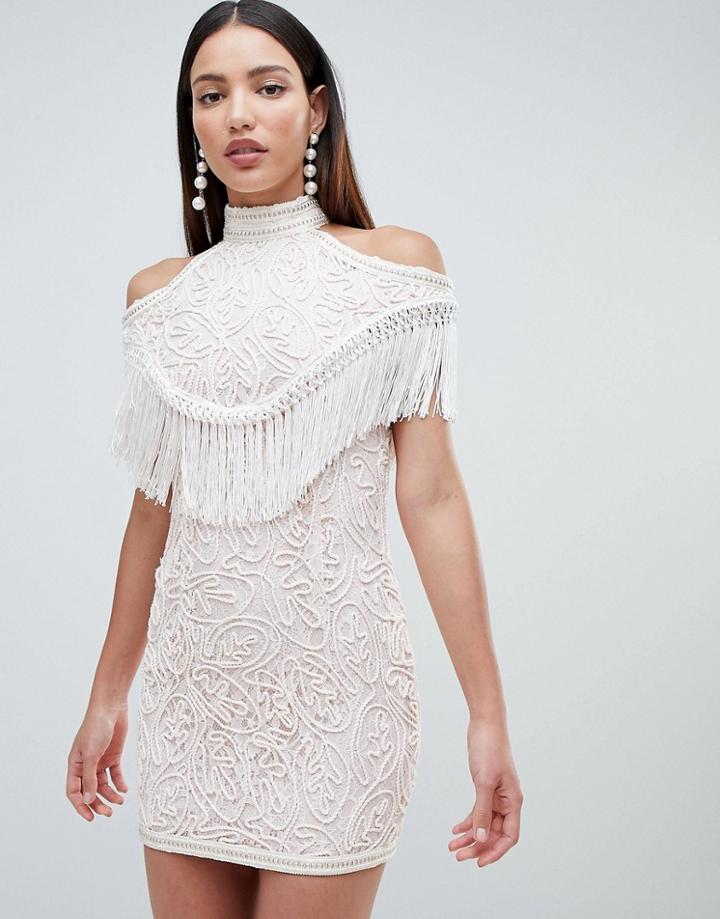 Forever Unique Embellished Cold Shoulder Dress - Pink