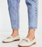 Asos Design Wide Fit Verity Loafer Flat Shoes With Trim In Natural-neutral