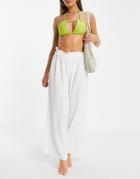 Topshop Casual Textured Beach Pants In White - Part Of A Set