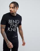 Asos Game Of Thrones Longline Muscle T-shirt With Bend The Knee Print - Black