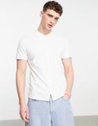 Asos Design Muscle Jersey Shirt With Grandad Collar In White