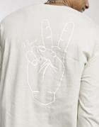 Jack & Jones Originals Oversized Long Sleeve T-shirt With Peace Sign Back Print In Stone-neutral