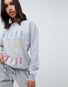 Asos Design Lounge Multi City Oversized Sweat Top - Gray
