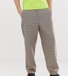 Collusion Smart Check Pants In Skater Fit - Brown