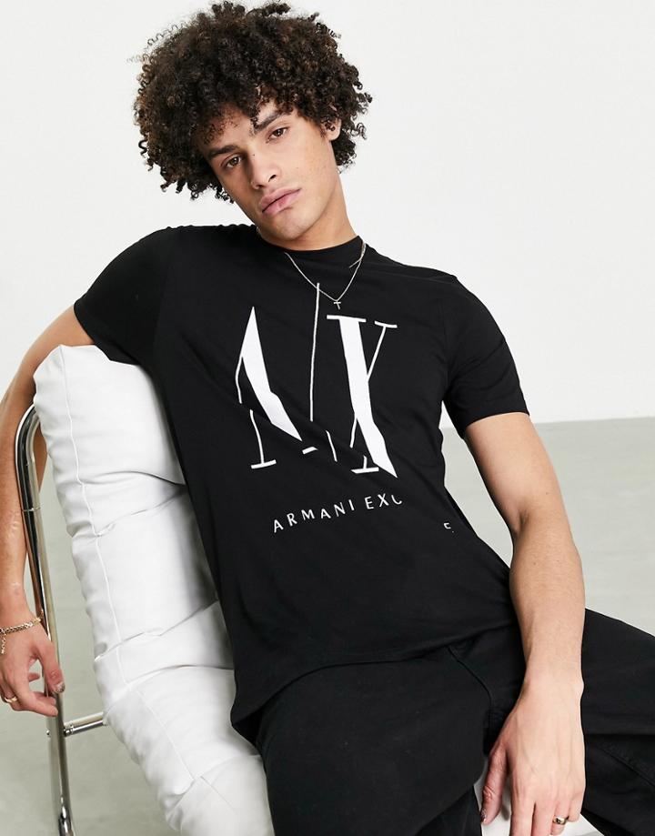 Armani Exchange Icon Ax Large Logo T-shirt In Black