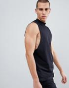 Asos Design Tank With High Neck In Black - Black