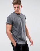 New Look T-shirt With Roll Sleeve In Gray Marl - Gray