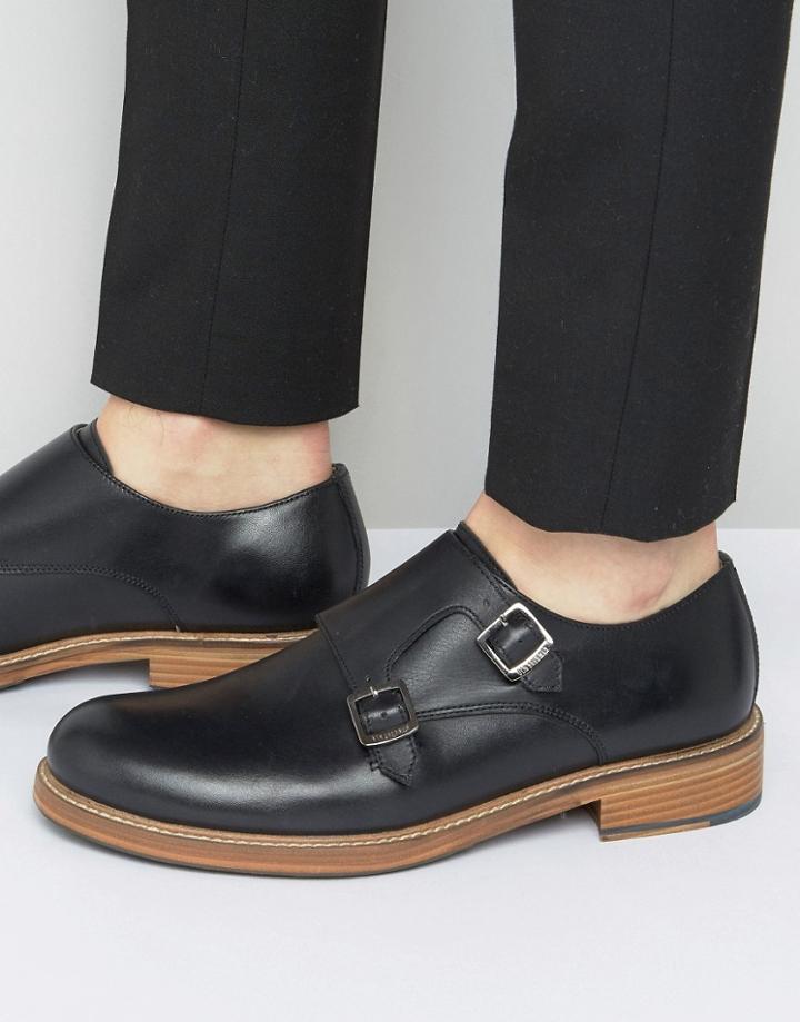 Ben Sherman Parc Monk Shoes In Black Leather - Black