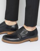 Ben Sherman Parc Monk Shoes In Black Leather - Black