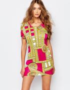 Versace Jeans Dress With Medal Print - Pink