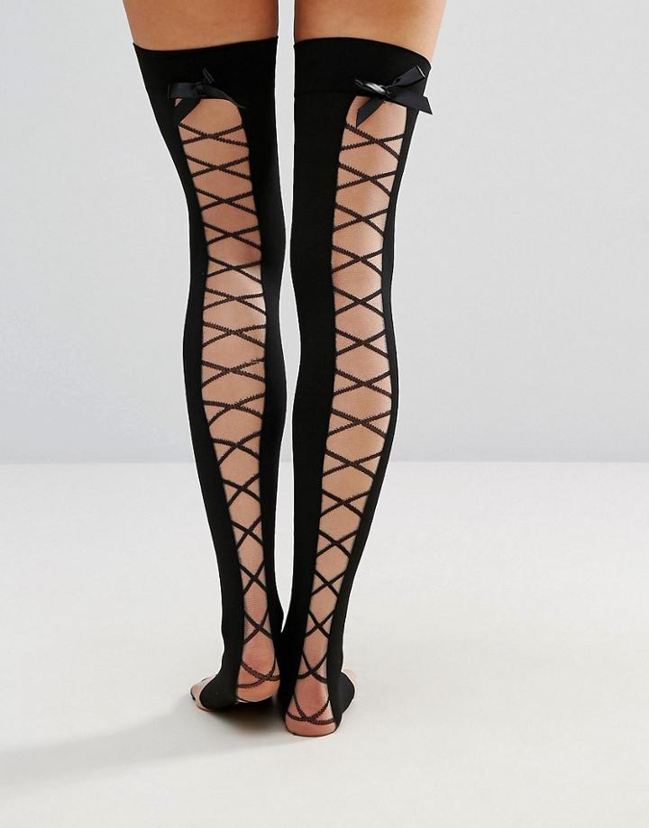 Ann Summers Lace Up Over The Knee - Black