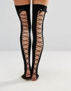 Ann Summers Lace Up Over The Knee - Black