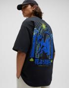 Pull & Bear T-shirt With Blue And Green Back Print In Black