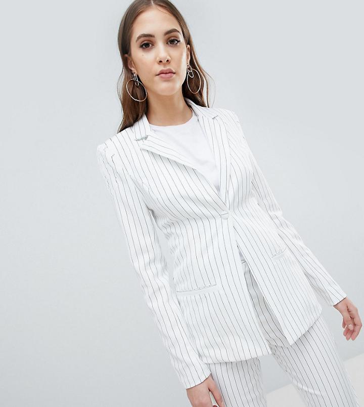 Missguided Tall Stripe Tailored Blazer - White