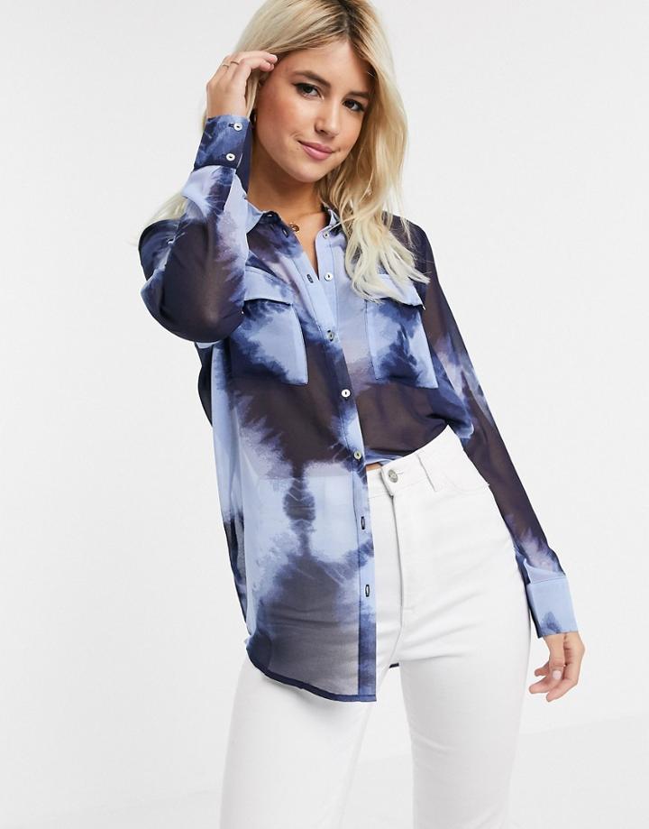 Jdy Roxanne Long Sleeve Tie Dye Print Shirt