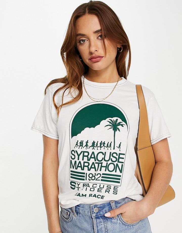 Topshop Syracuse Marathon Tee In White
