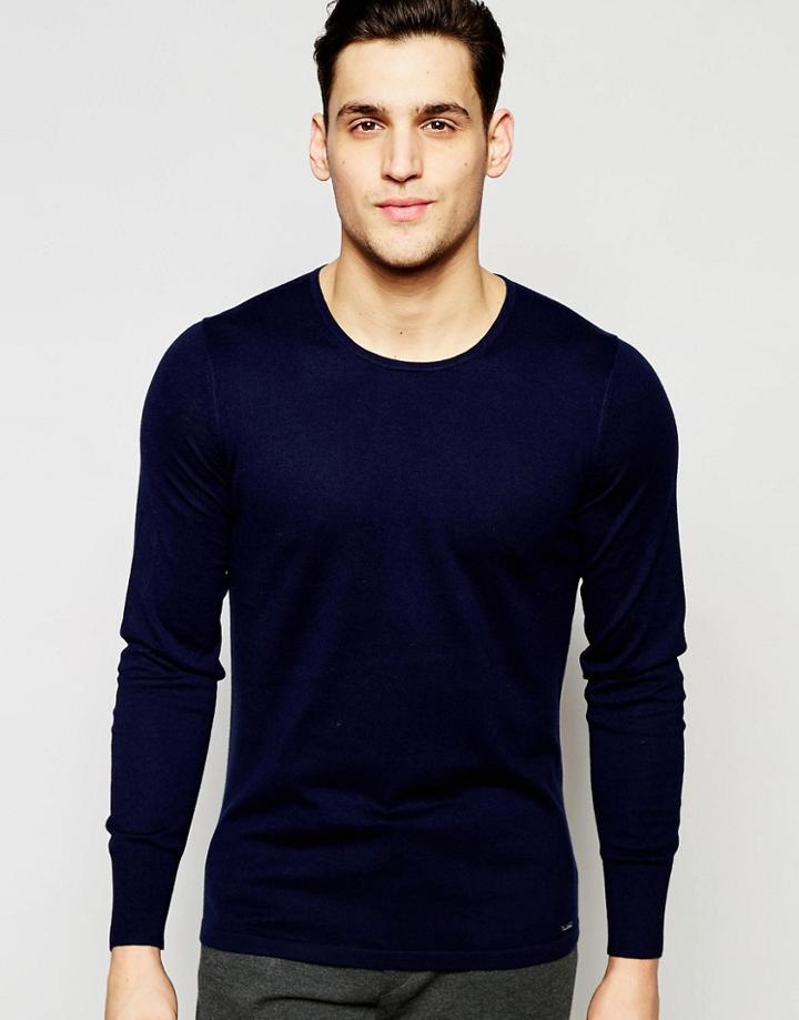 Hugo By Hugo Boss Sweater In Cotton/cashmere - Navy