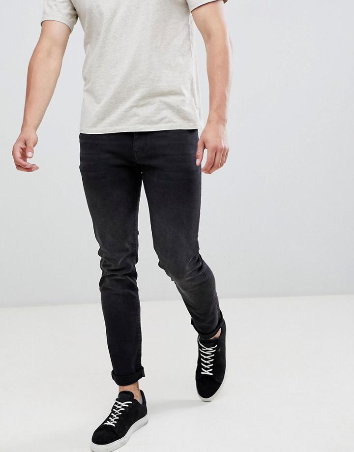 Celio Slim Fit Jeans With Stretch In Black Wash - Black