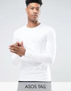 Asos Tall Muscle Long Sleeve T-shirt With Crew Neck In White - White