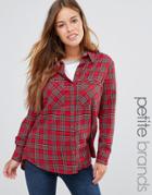 New Look Petite Plaid Check Shirt - Red