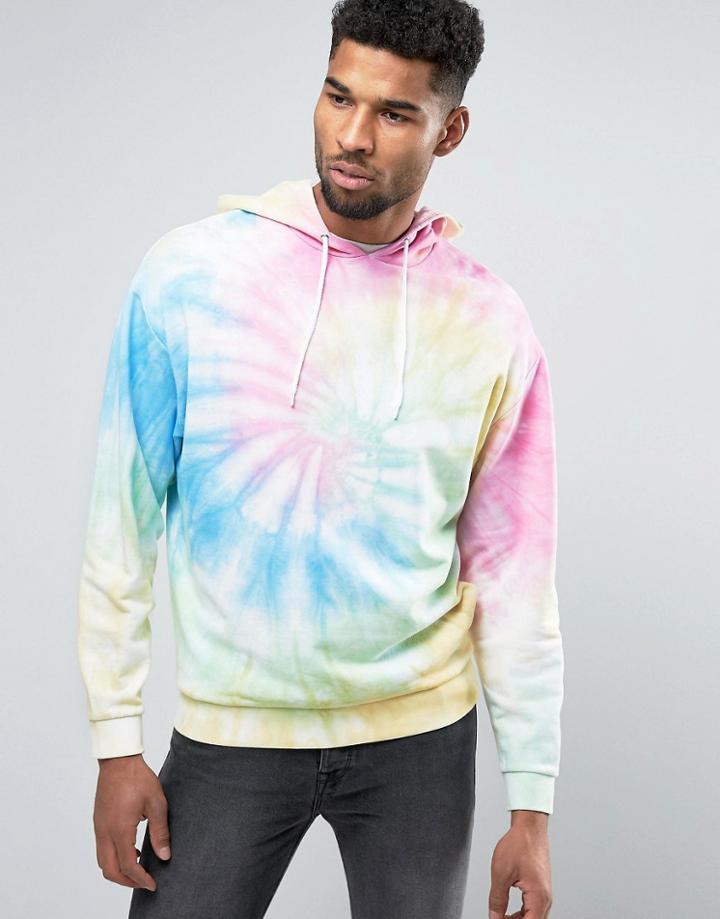 Asos Oversized Hoodie In Tye Dye - Multi