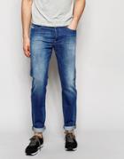 Diesel Jeans Buster 850j Regular Slim Fit Stretch Light Distress Mid Wash - Mid Wash