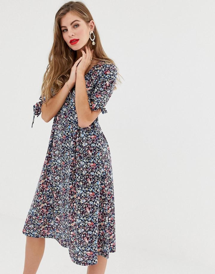 Y.a.s Carolina Ditsy Floral Print Midi Dress - Blue