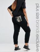 Liquor & Poker Plus Denim Jeans With Rips And Sequin Pocket - Black