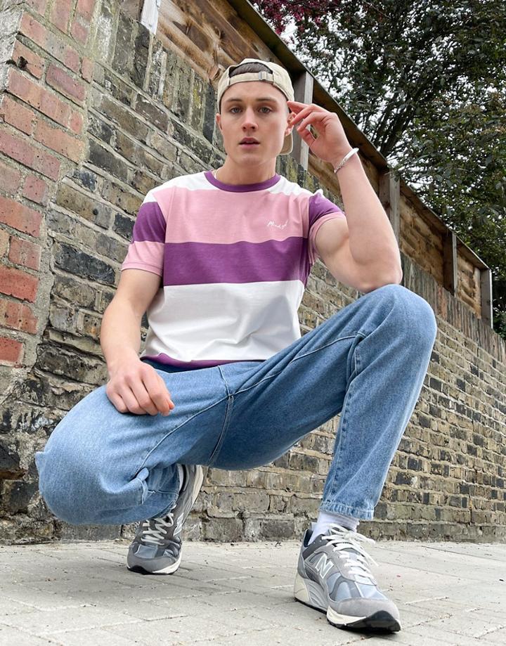 Bershka Block Stripe T-shirt-pink