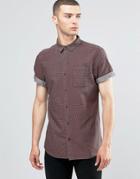 New Look Printed Shirt In Burgundy In Regular Fit - Red