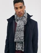 Asos Design Standard Knitted Scarf In Black And White Twist