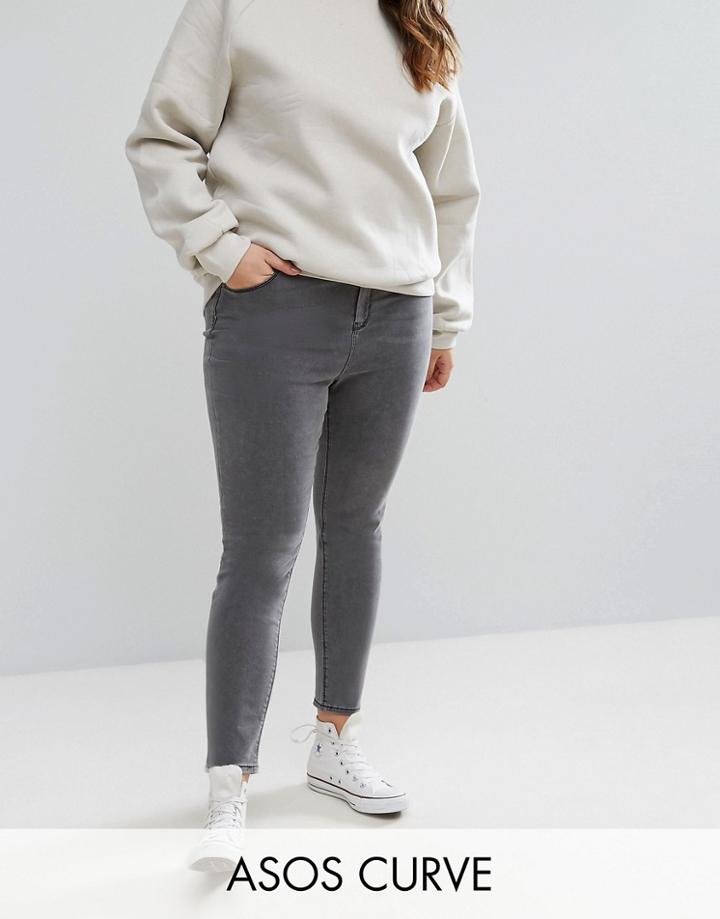 Asos Curve Ridley High Waist Skinny Jeans In Slated Gray - Black