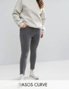 Asos Curve Ridley High Waist Skinny Jeans In Slated Gray - Black