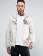 The North Face Logo Hooded Jacket Drew Peak Windwall In Off White - White