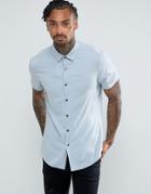 Asos Slim Fit Viscose Shirt In Blue - Blue
