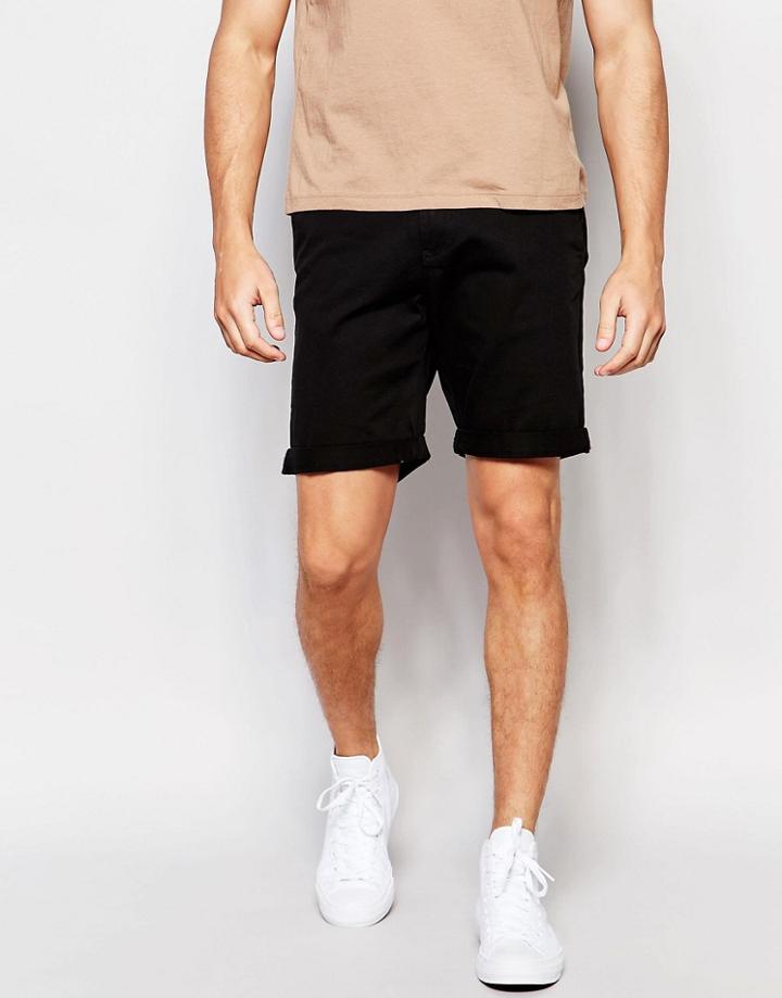 Weekday Acid Slim Chino Shorts In Black - Black