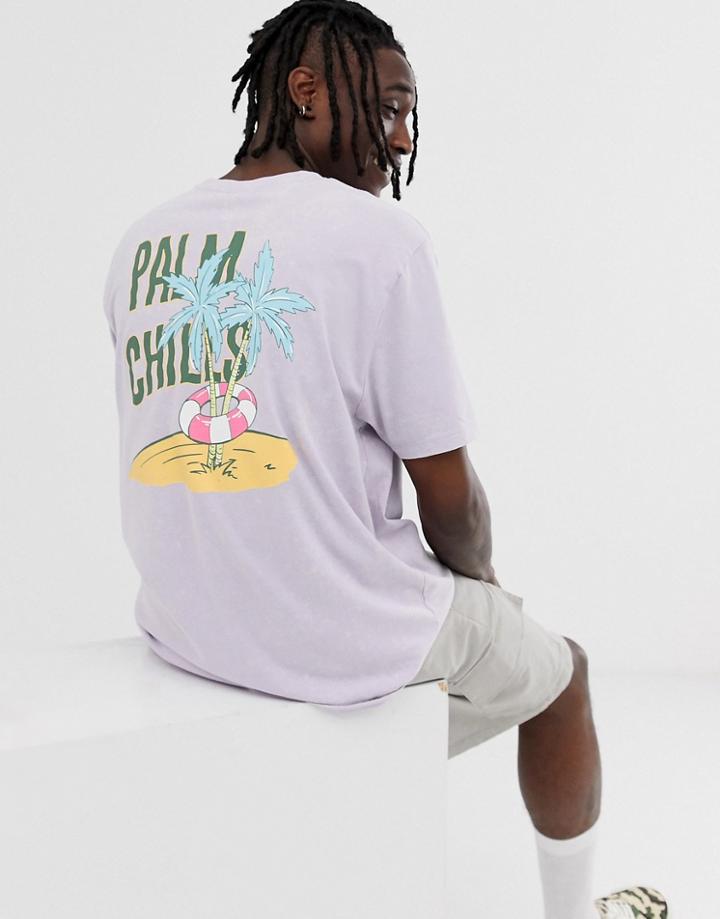 Asos Design Organic Cotton Relaxed T-shirt With Back Print-purple