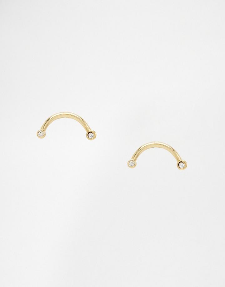 Orelia Fine Curved Stud Earrings - Gold