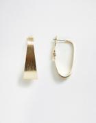 Asos Design Hoop Earrings With Brushed Surface In Gold - Gold