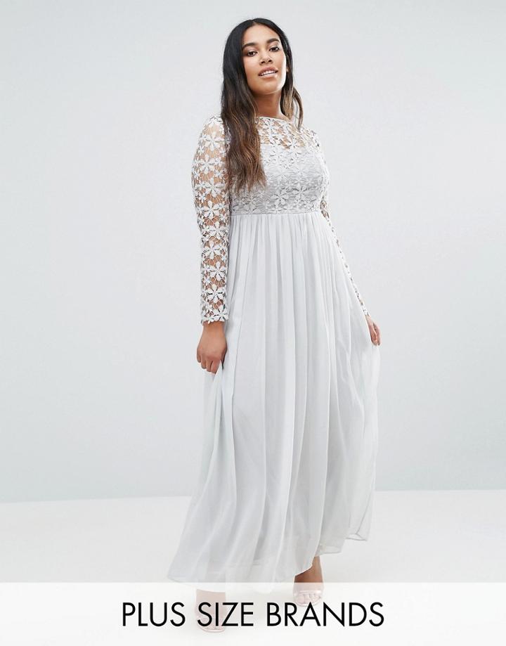 Club L Plus Maxi Dress With Crochet Top - Gray