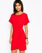 Asos Mini Pencil Dress With Knot Detail - Red