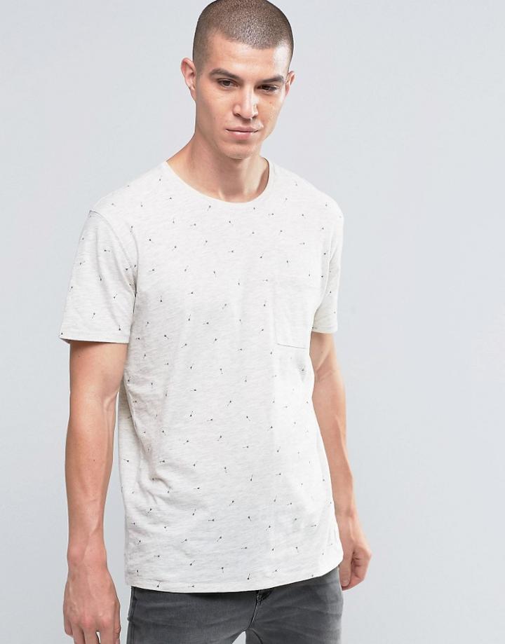 Selected Homme Arrow Print Pocket T-shirt - White