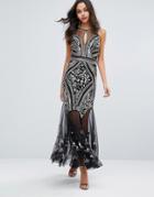 Miss Selfridge Embellished Mesh Maxi Dress - Multi