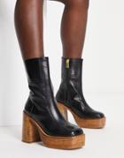 Asos Design Romeo Leather Platform Boots In Black